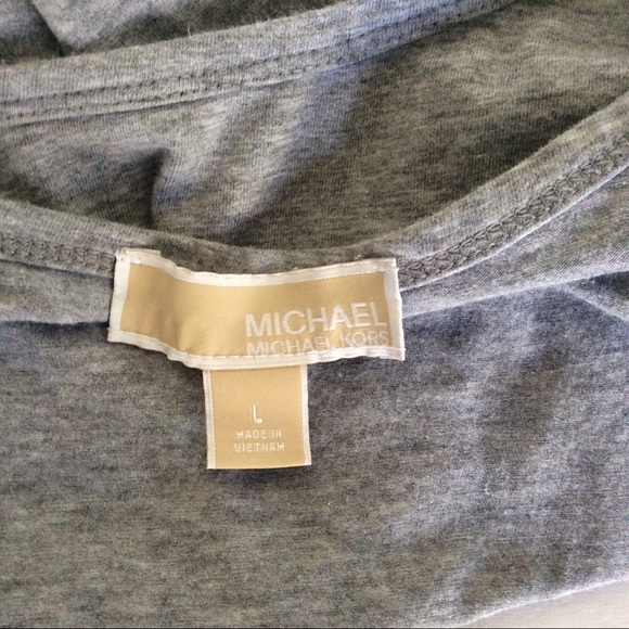 MICHAEL KORS ZIPPER DETAIL SIDE RUCHED TEE SHIRT SIZE LARGE - Picture 3 of 7
